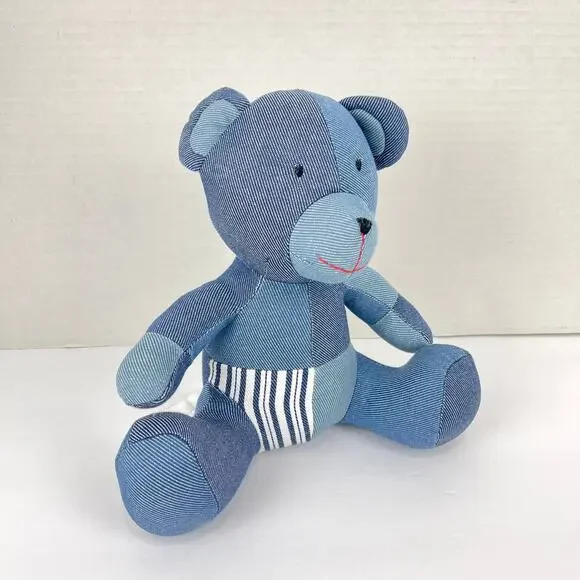 Set of 2-LEVIS Limited Edition Patchwork Teddy Bear Plush Denim Blue NWT - Picture 4 of 9